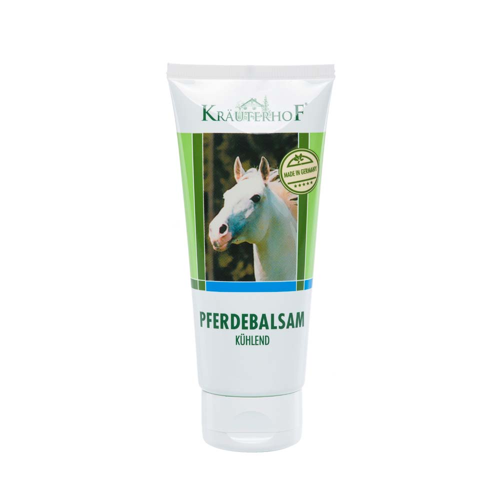 Asam Kräuterhof® Pferdebalsam kühlend, weiße Tube mit Pferdemotiv