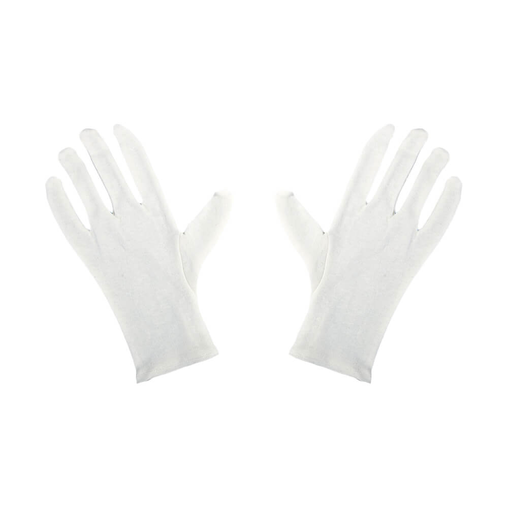 Noba OP-Zwirnhandschuhe, Paar; weiße Handschuhe mit fünf Fingern, kurzer Bündchenabschluss