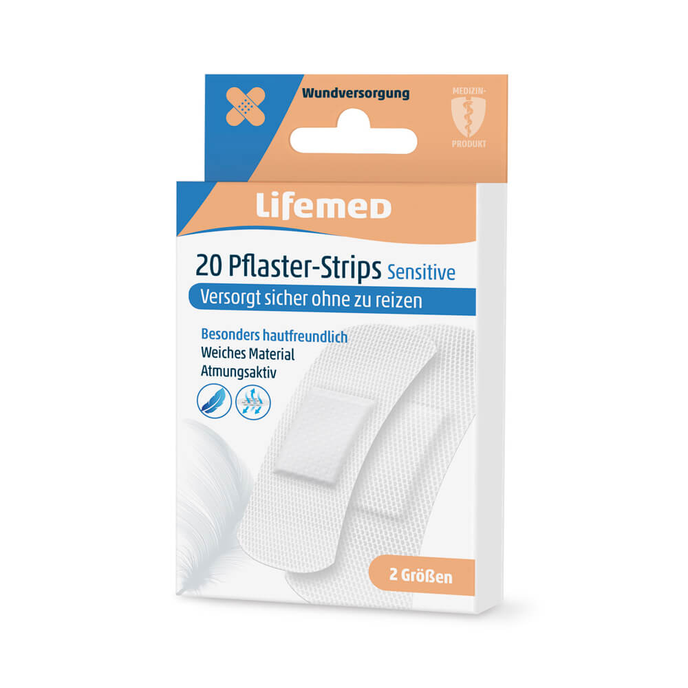 Pflasterstrips Sensitive von Lifemed® für 20 Stück, weiß, weiches Material