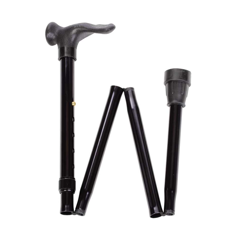 Faltstock mit anatomischem Griff, schwarz, 83–94 cm