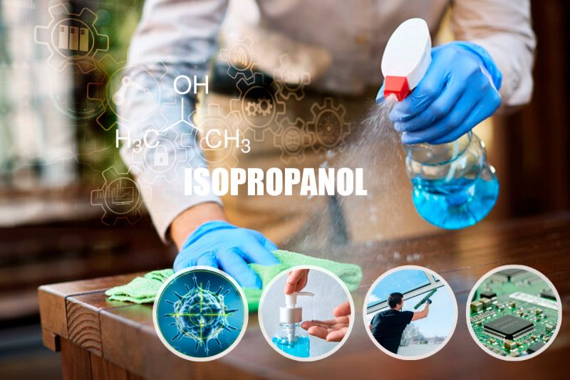 Eine Fläche wird mit Isopropanol gereinigt und desinfiziert.