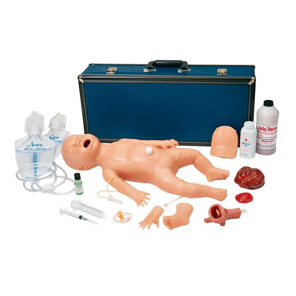 Trainingspuppe Neugeborenenpflege-Simulation mit Zubehör im Koffer