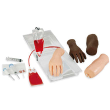Injektionstrainer-Set mit transparenter Ablage, Handarm, roter Pumpe, braunen Handteilen