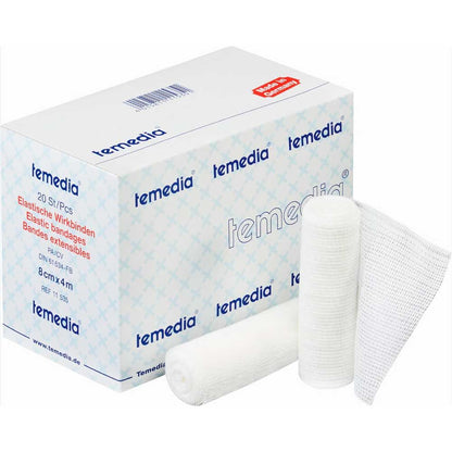 Elastische Wirkbinde Temedia® weißes Strickgewebe, Rollenbündel und Bahn (20 Stück)