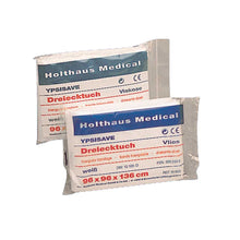 Medizinisches Dreiecktuch YPSISAVE-Packung, weißes Tuch 96x96x136 cm, Vlies/Viskose
