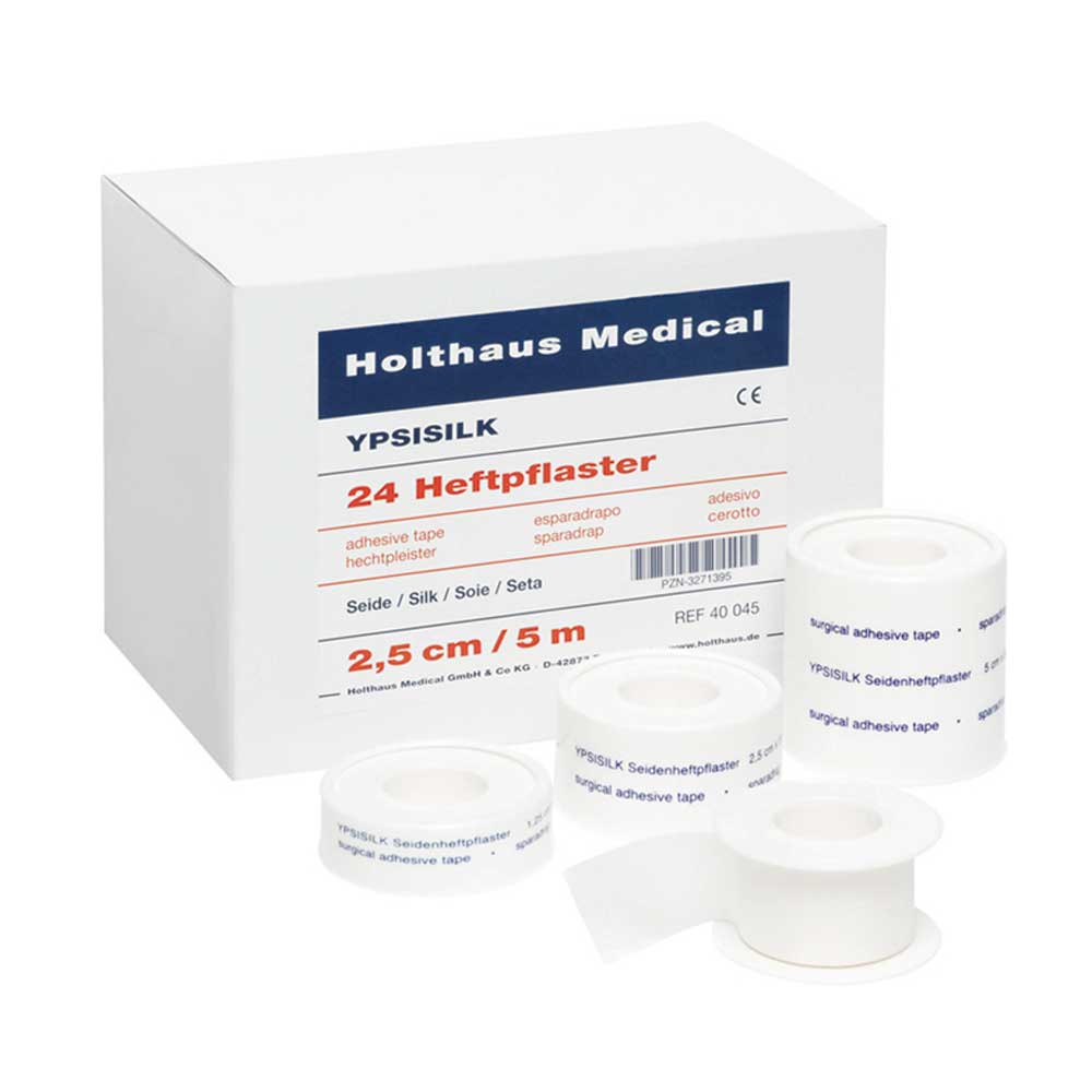 Heftpflaster YPSISILK ohne Schutzring, Rollen in Packung, 2,5 cm / 5 m