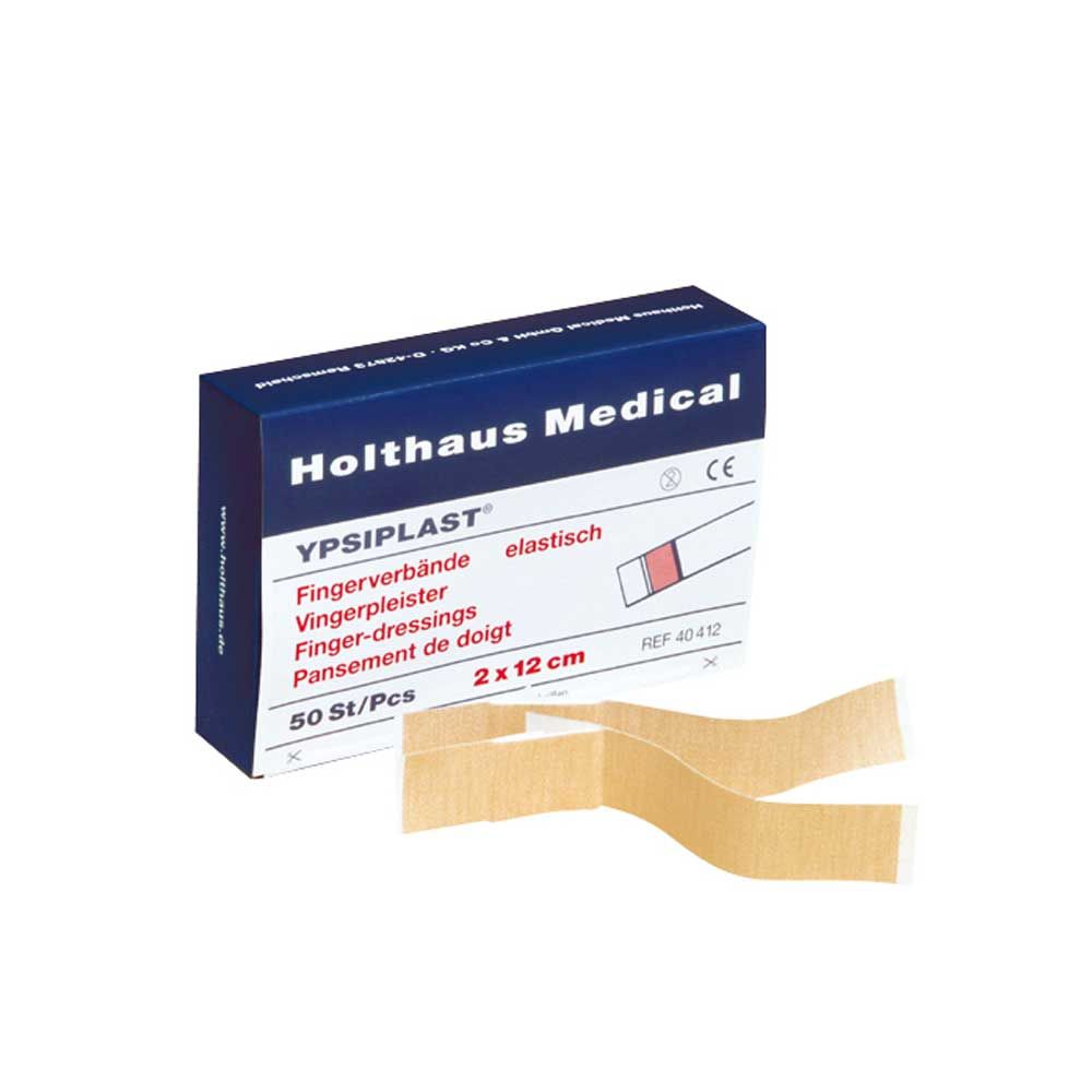 Elastischer Holthaus Medical YPSIPLAST® Fingerverband mit beigen Verbandstreifen und Packung