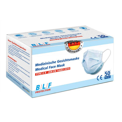 Packung mit 50 medizinischen Gesichtsmasken, blau, BLF Protection