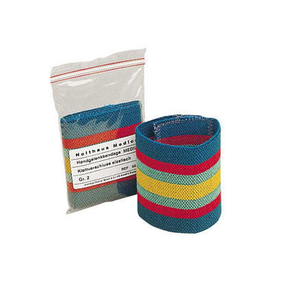 Handgelenkbandage mit Klettverschluss, mehrfarbig gestreift, Größe M-L
