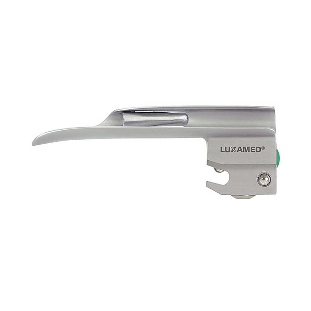 LUXAMED Lichtleiter-Spatel, auswechselbar; flacher Griff mit gebogenem Spatelkopf