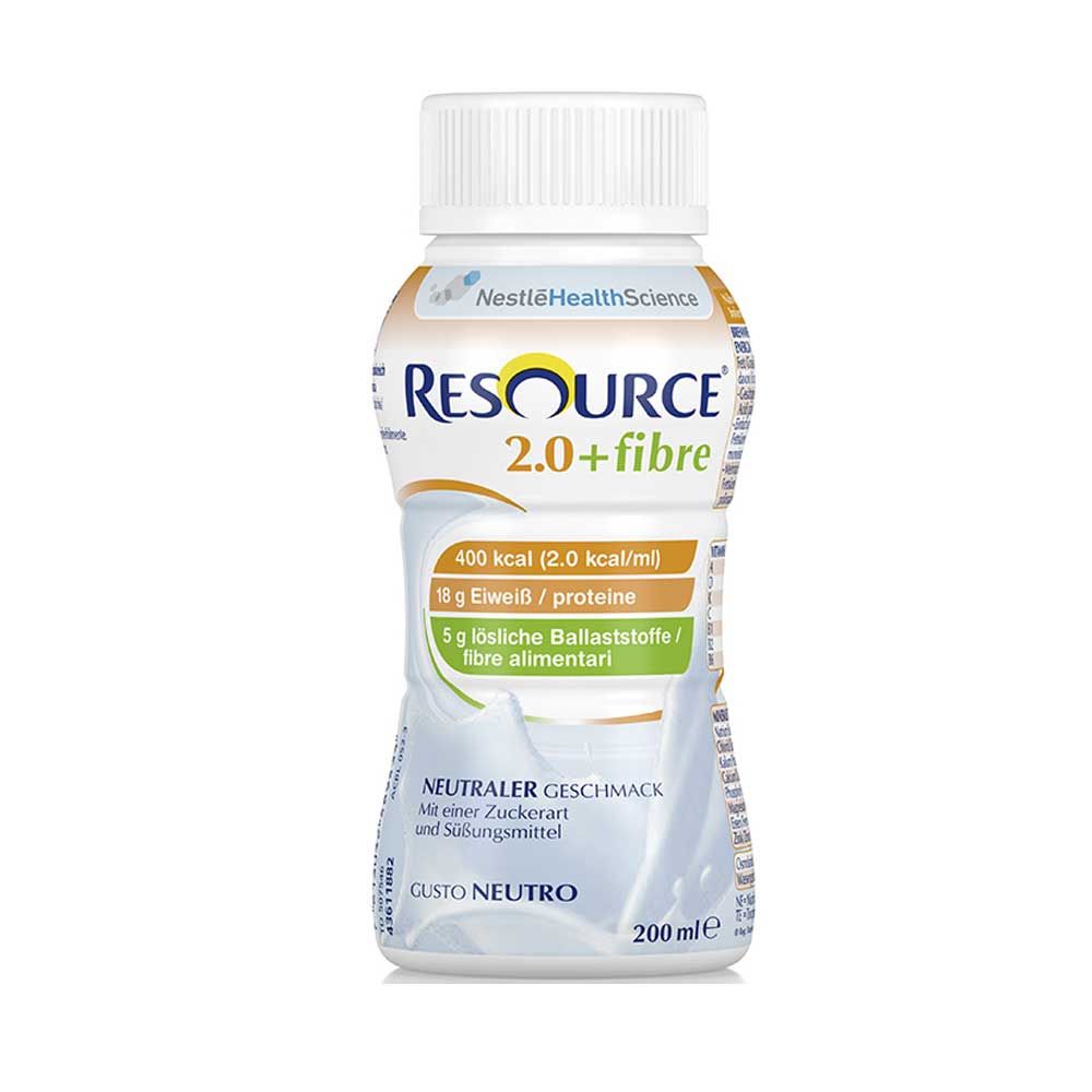 Nestlé Resource 2.0 plus Fibre Trinknahrung, Flasche, neutral, 200 ml