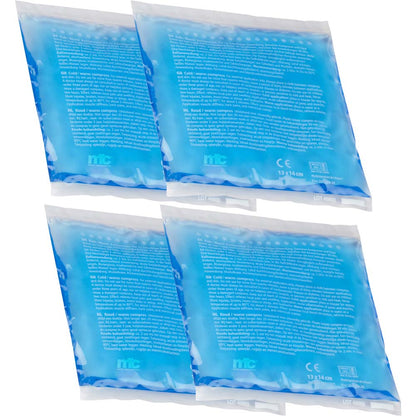 4 blaue Gel-Kompressen, 13 x 14 cm, in Folienbeuteln
