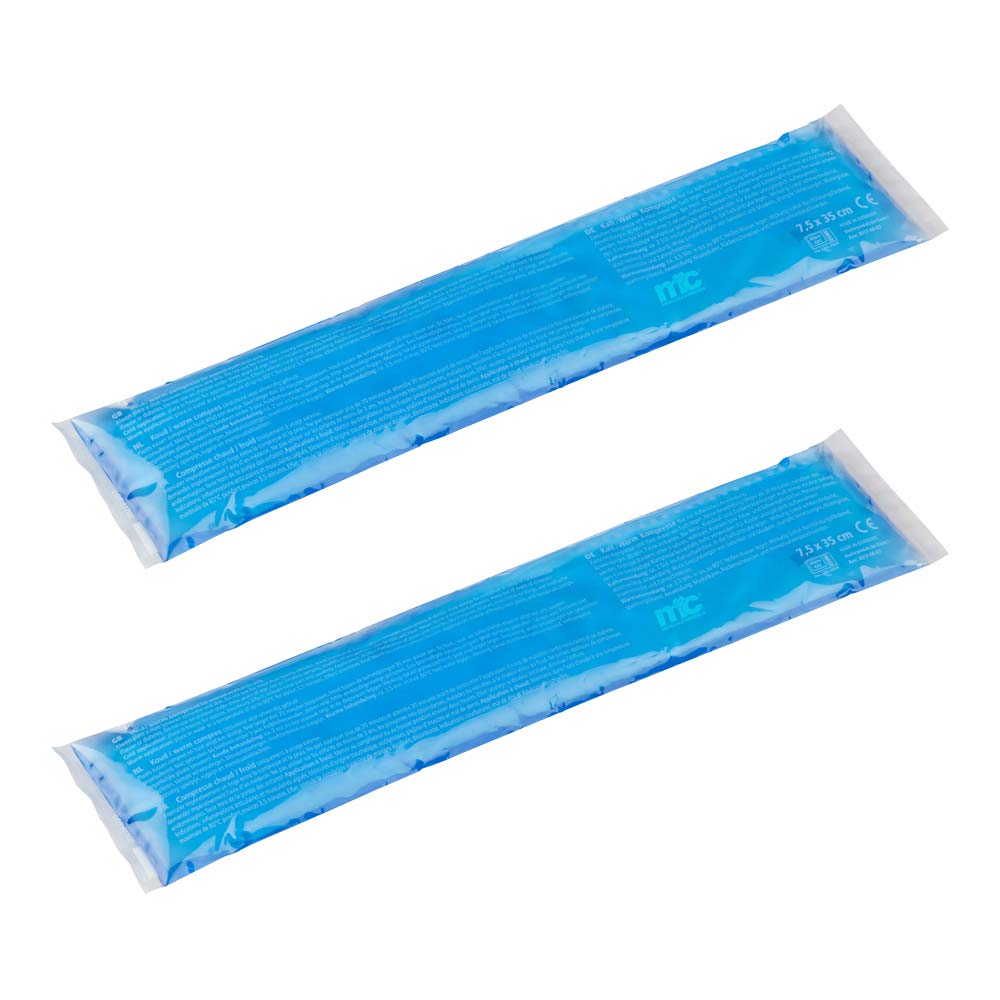 2 längliche Kalt-Warm-Gel-Kompressen, blau, im Folienbeutel