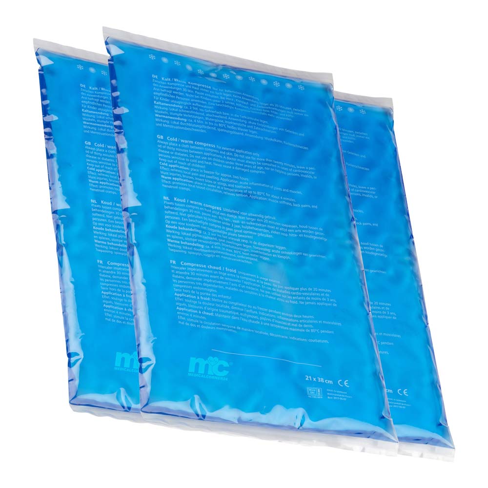 Kalt-Warm-Gelkompressen, mikrowellengeeignet, blau, 21x38 cm, 3 Stück (Folienbeutel)