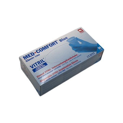 Verpackung blauer Einmal-Vitrilhandschuhe, Classic Line