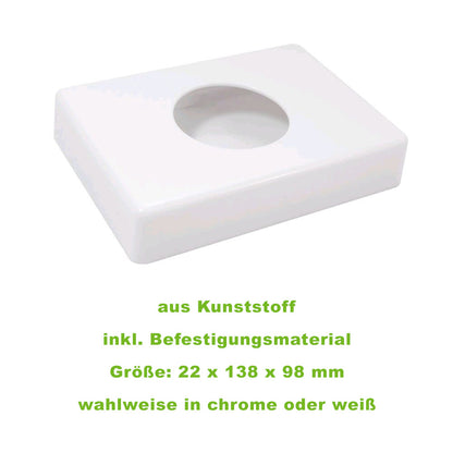 Kunststoff-Halter mit ovaler Öffnung, rechteckig, weiß