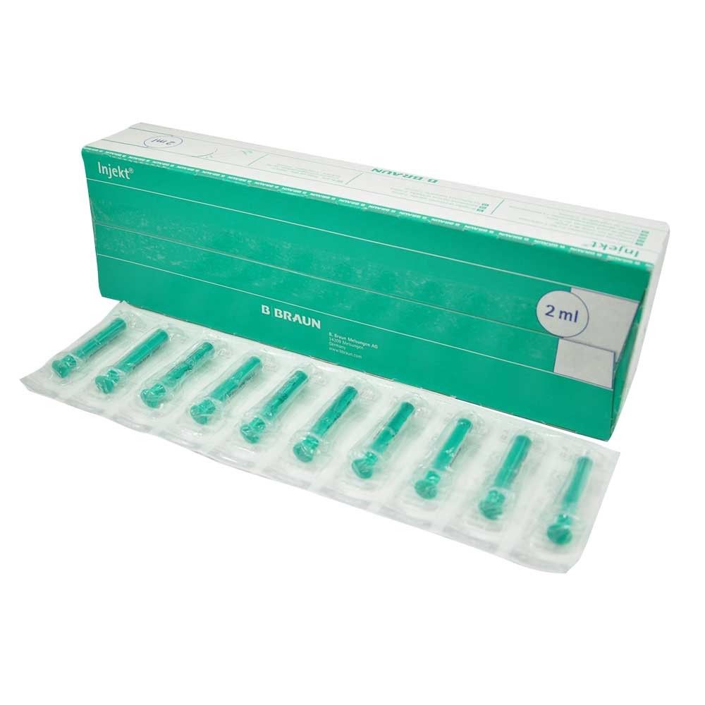 B.Braun Injekt® Solo Einmalspritzen, 2 ml, grün, in 2-teiligem Set, Blisterpack
