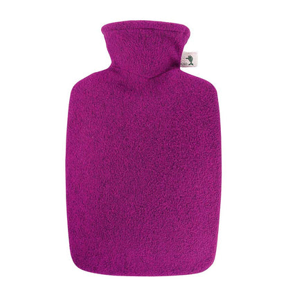 Wärmflasche mit Strickbezug in Fuchsia mit Lurex-Optik