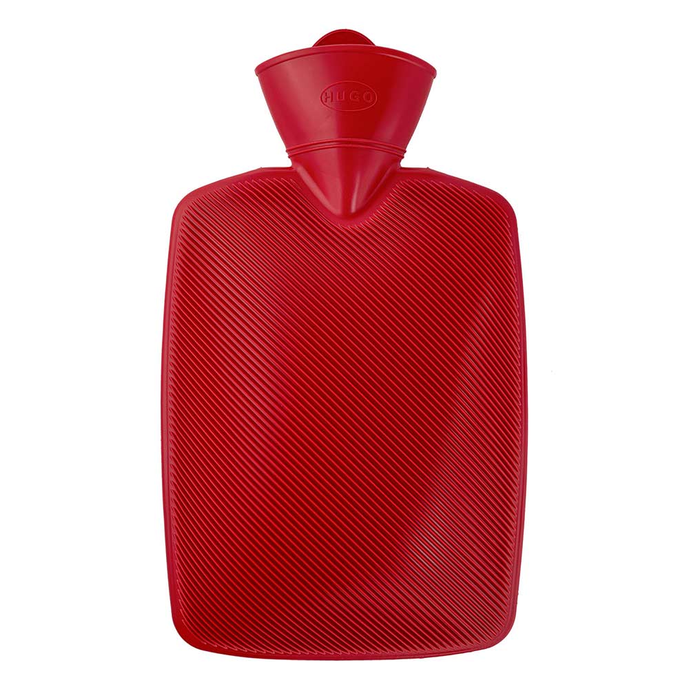 Rote Wärmflasche mit Halblamelle und Einfüllstutzen