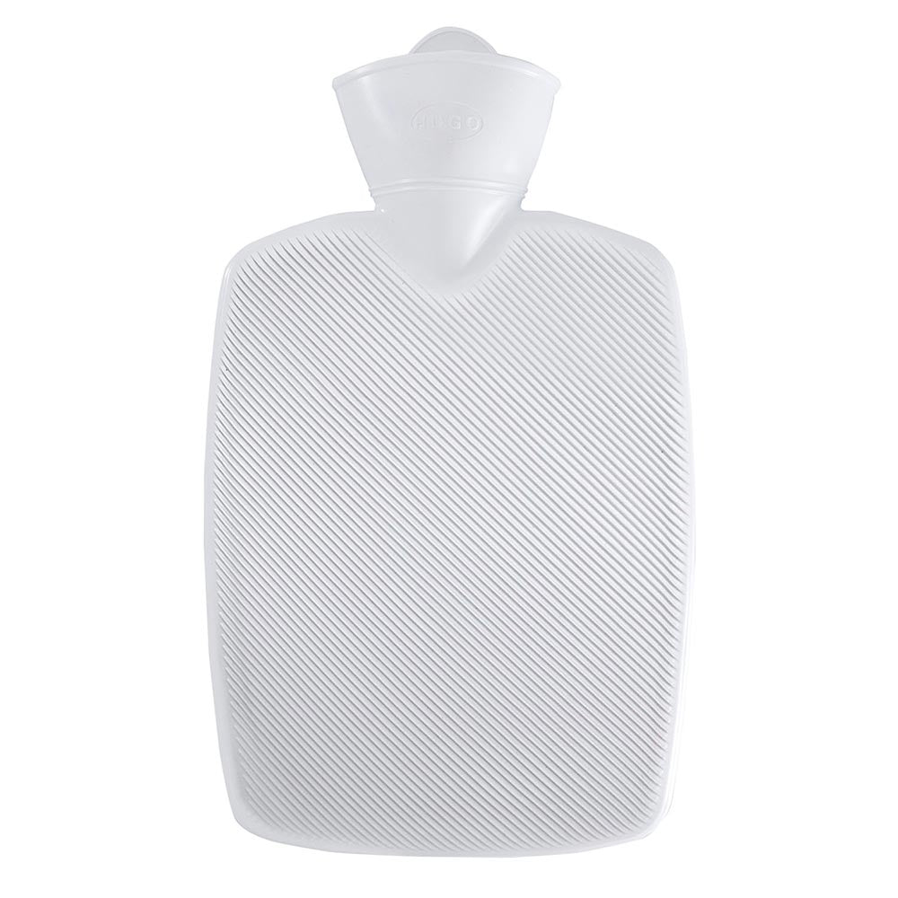 Weiße Wärmflasche mit Halblamelle und Einfüllstutzen