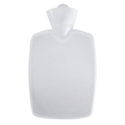 Weiße Wärmflasche mit Halblamelle und Einfüllstutzen