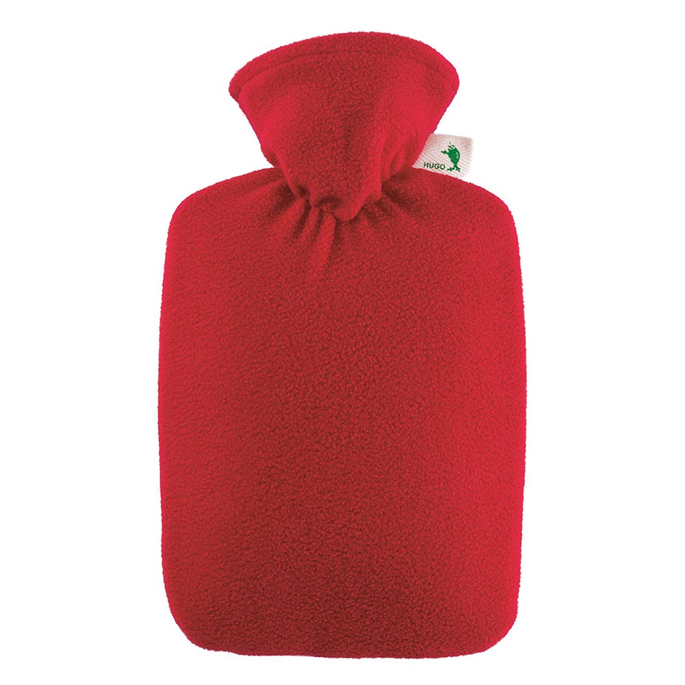 Hugo Frosch Wärmflasche mit rotem Fleecebezug, Schlaufe oben