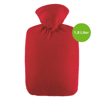 Hugo Frosch Wärmflasche mit rotem Fleecebezug, 1,8 Liter