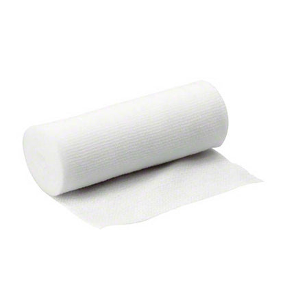 Elastischer Fixierverband-Rolle, weiß, liegt mit Bandstreifen flach