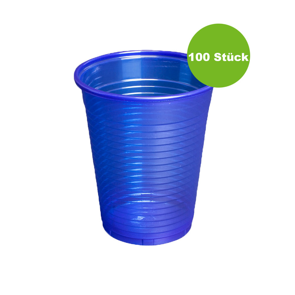 Blauer Einwegbecher, 100 Stück, gerippt, 180 ml