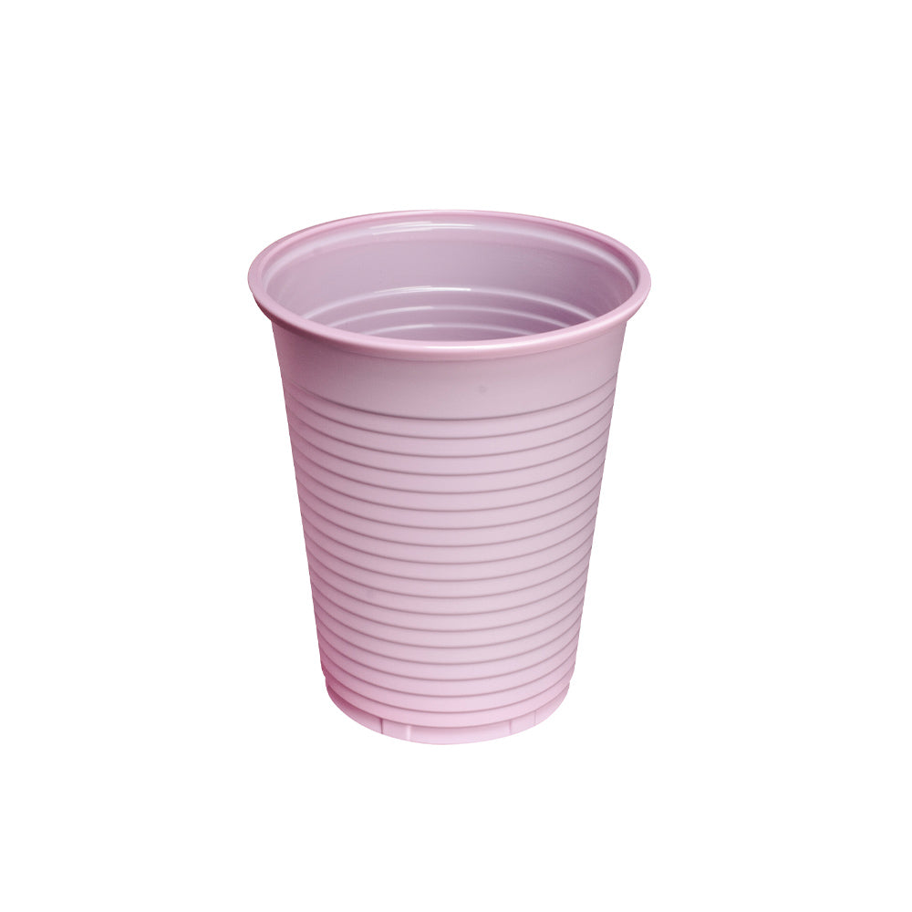 Rosa Einwegbecher mit geripptem Muster, 180 ml