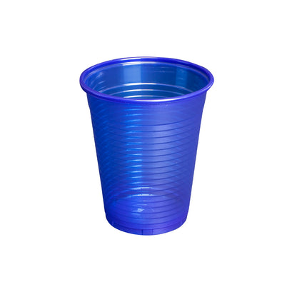 Blauer Einwegbecher mit geripptem Muster, 180 ml