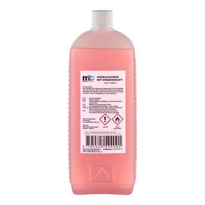 Nagellackentferner-Flasche mit Etikett, Isopropanol 70% und Erdbeerduft, 1.000 ml