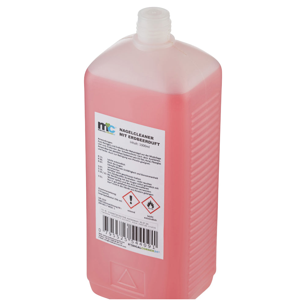 Nagellackentferner-Flasche mit Sicherheitskennzeichnung, rosa, 1.000 ml