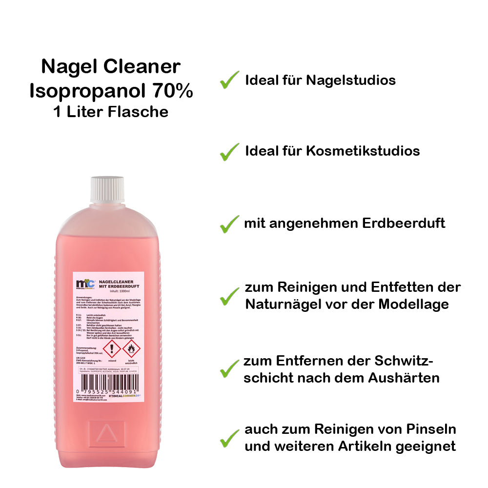 Nagellackentferner 1-Liter Flasche mit Erdbeerduft, Isopropanol 70%