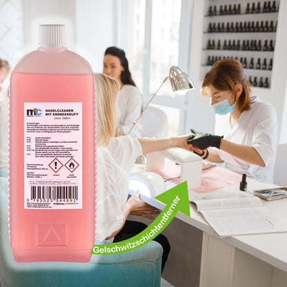 Nagellackentferner-Flasche mit Etikett, rosa, 1.000 ml, Isopropanol 70%