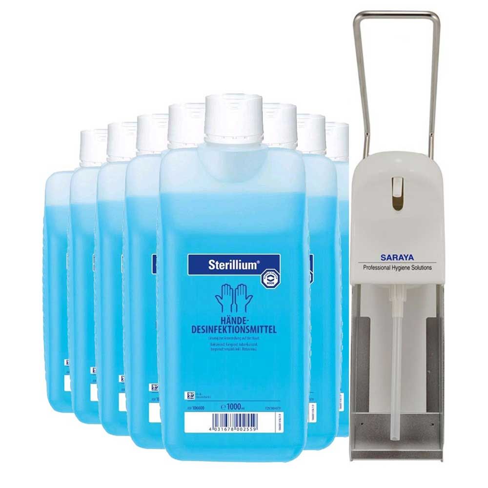 Set mit Sterillium 1000-ml-Flaschen und Eurospender MDS-1000A