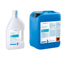 Schülke rotasept® Desinfektionslösung: weißer und blauer Kanister mit Etikett