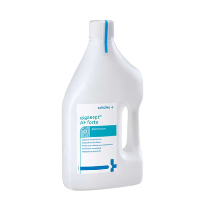 Schülke Gigasept® AF Forte Desinfektionsmittel-Flasche mit Etikett vorn und blauer Verschlusskappe