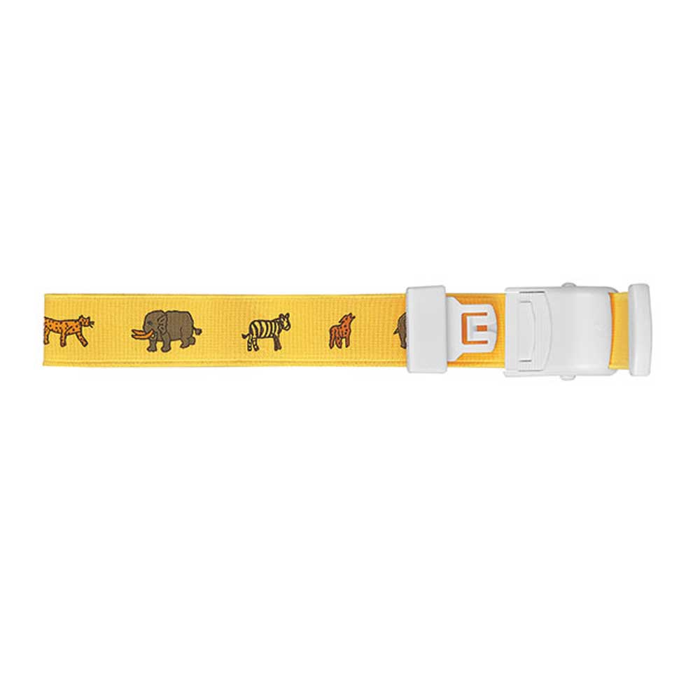 Armband mit Kunststoffverschluss, gelbes Band mit Tiermotiven