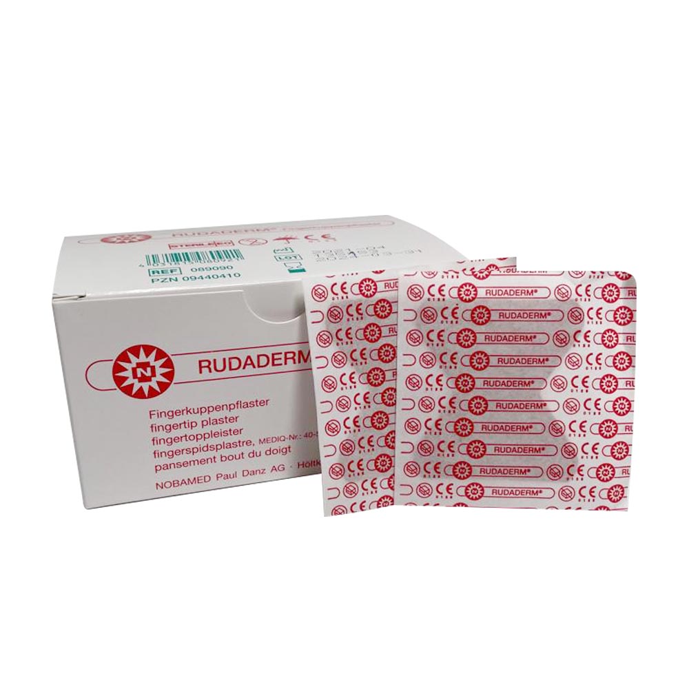Fingerkuppenpflaster-Kombipack mit einzelnen Streifen, rotes RUDADERM® Muster