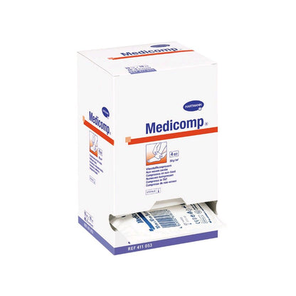 Sterile Vliesstoffkompressen-Box mit herausnehmbarem Blister, Hartmann und Medicomp