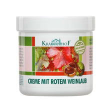 Kräuterhof® Creme-Topf mit rotem Weinlaub, Drehdeckel, für Beine & Füße