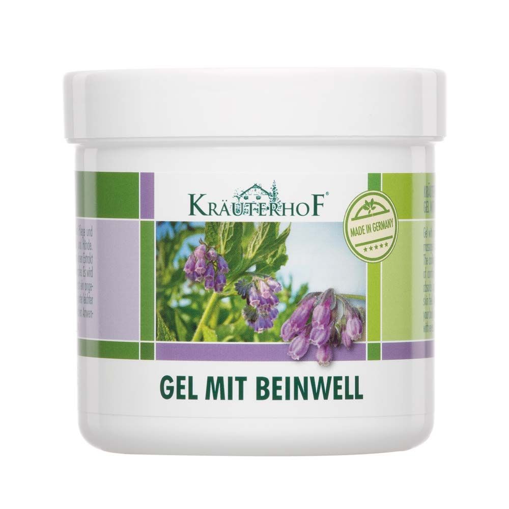 Asam Kräuterhof® Gel mit Beinwell, kühlendes Hand- und Fußgel in weißem 250-ml-Döschen