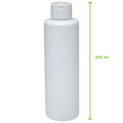 Weiße Abfüllflasche mit Schraubverschluss, Höhe 250 ml (Bemaßung) 