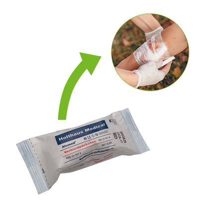Steriles Holthaus Medical Alumed® Verbandpäckchen mit Kompresse, mit Anwendungsvorschau
