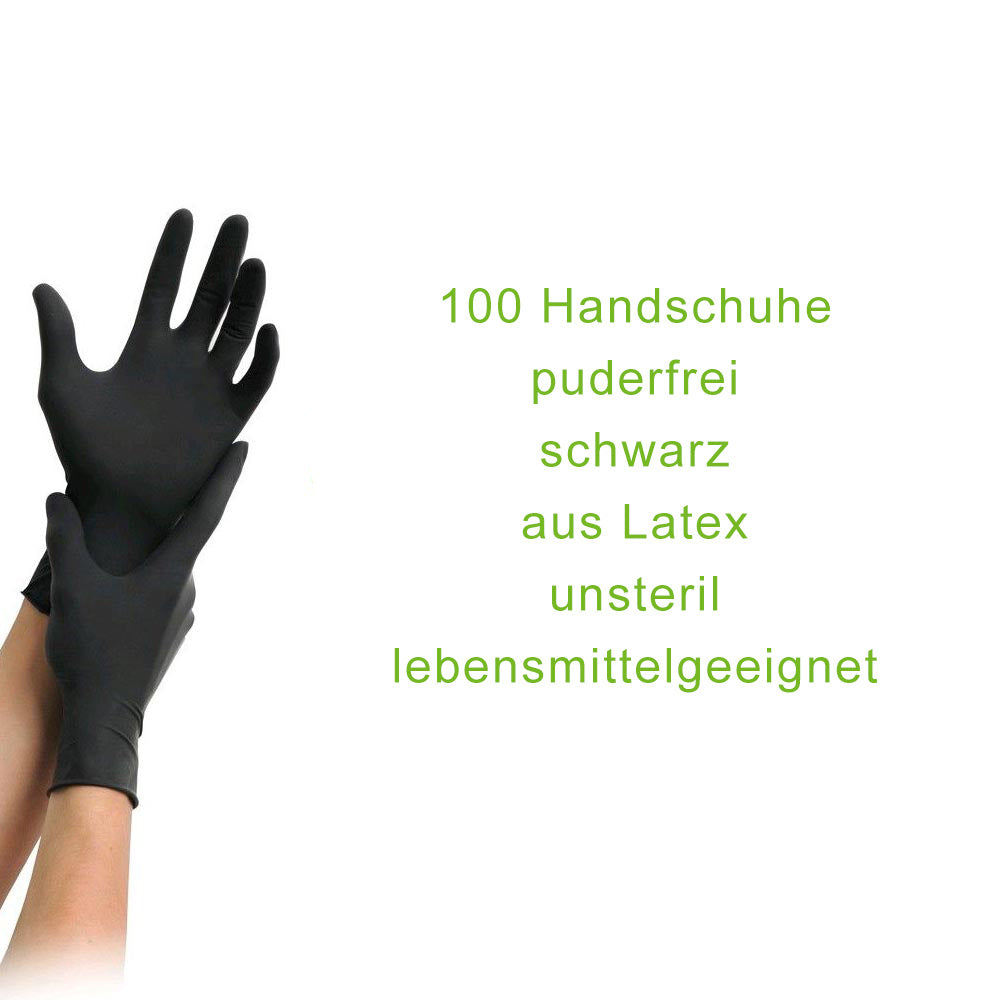 Schwarze puderfreie Latex-Handschuhe, unsteril, lebensmitteleignet
