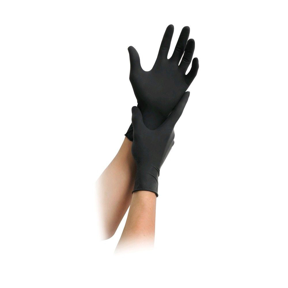 Schwarze Latex-Einmalhandschuhe, Paar, eng anliegend