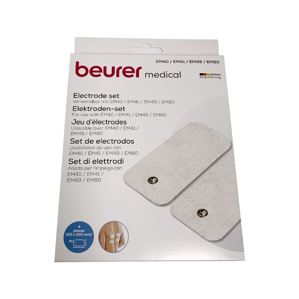 Beurer Elektroden-Set in Verpackung, vier rechteckige Pads sichtbar