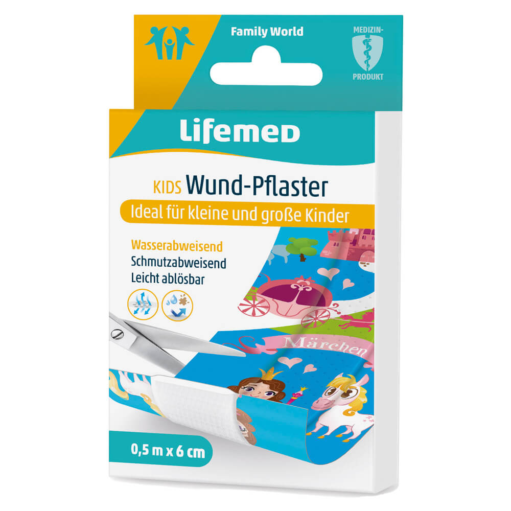 Kinder-Wundpflaster 0,5 m x 6 cm, Märchen-Muster, verpackt