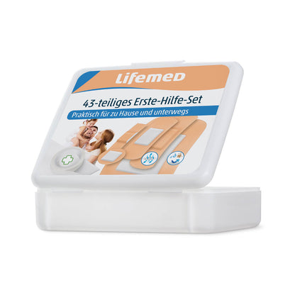 Lifemed 43-teiliges Erste-Hilfe-Set im transparenten Behälter